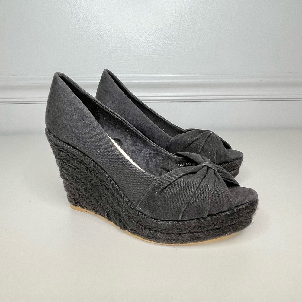 Mango Linen Platform Espadrille Wedge Sandals 37